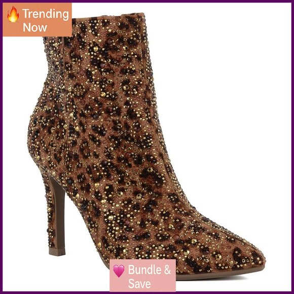 Vegan Leather Pointed Toe Stiletto Ankle Booties Size 6-11 Side Zipper